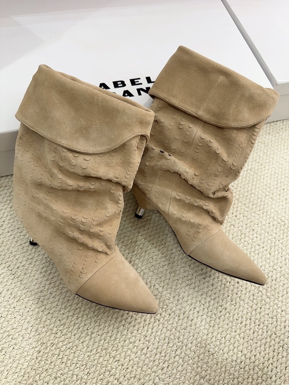Isabel Marant Tan Suede Pointed-Toe Slouch Boots